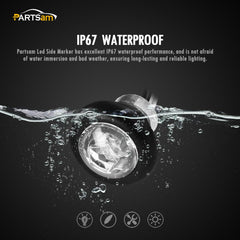 Partsam amber LED side marker 6 uses rugged rubber shell for shock resistance.