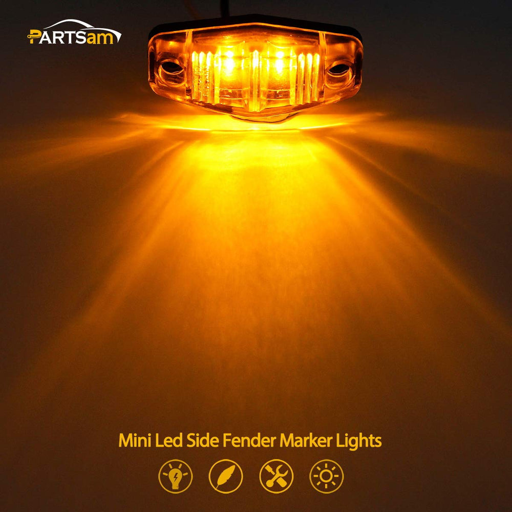 Partsam amber LED trailer light on universal mount for outdoor use.