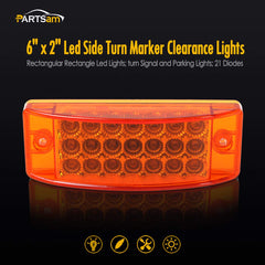 Partsam amber 6x2 inch rectangle marker light with durable surface mount.