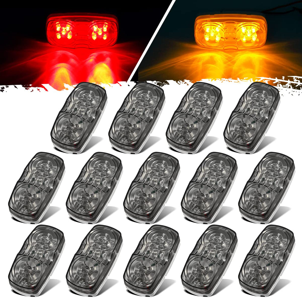 Partsam amber smoke lens double-bullseye light for night trailer visibility and signaling
