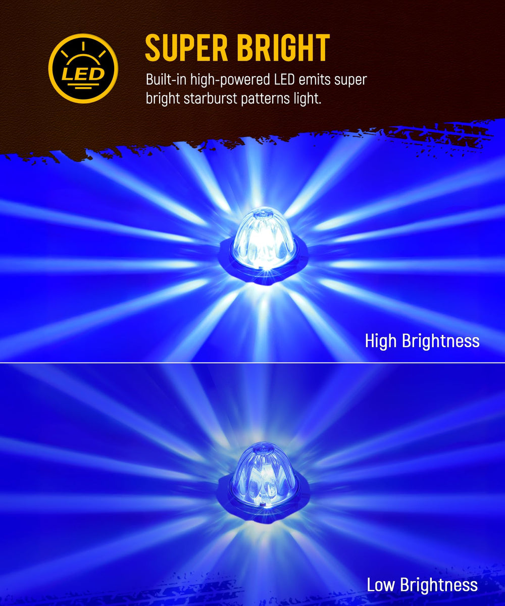 Partsam blue LED Watermelon Lights close-up highlights vibrant starburst pattern.