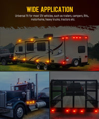 Partsam camper/truck marker LED set in red and amber for versatile signaling.