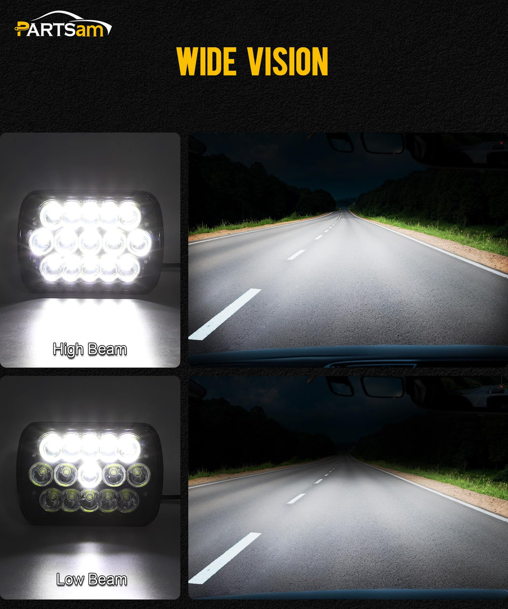 Partsam packaging shows two headlights ready for quick install