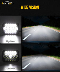 Partsam packaging shows two headlights ready for quick install