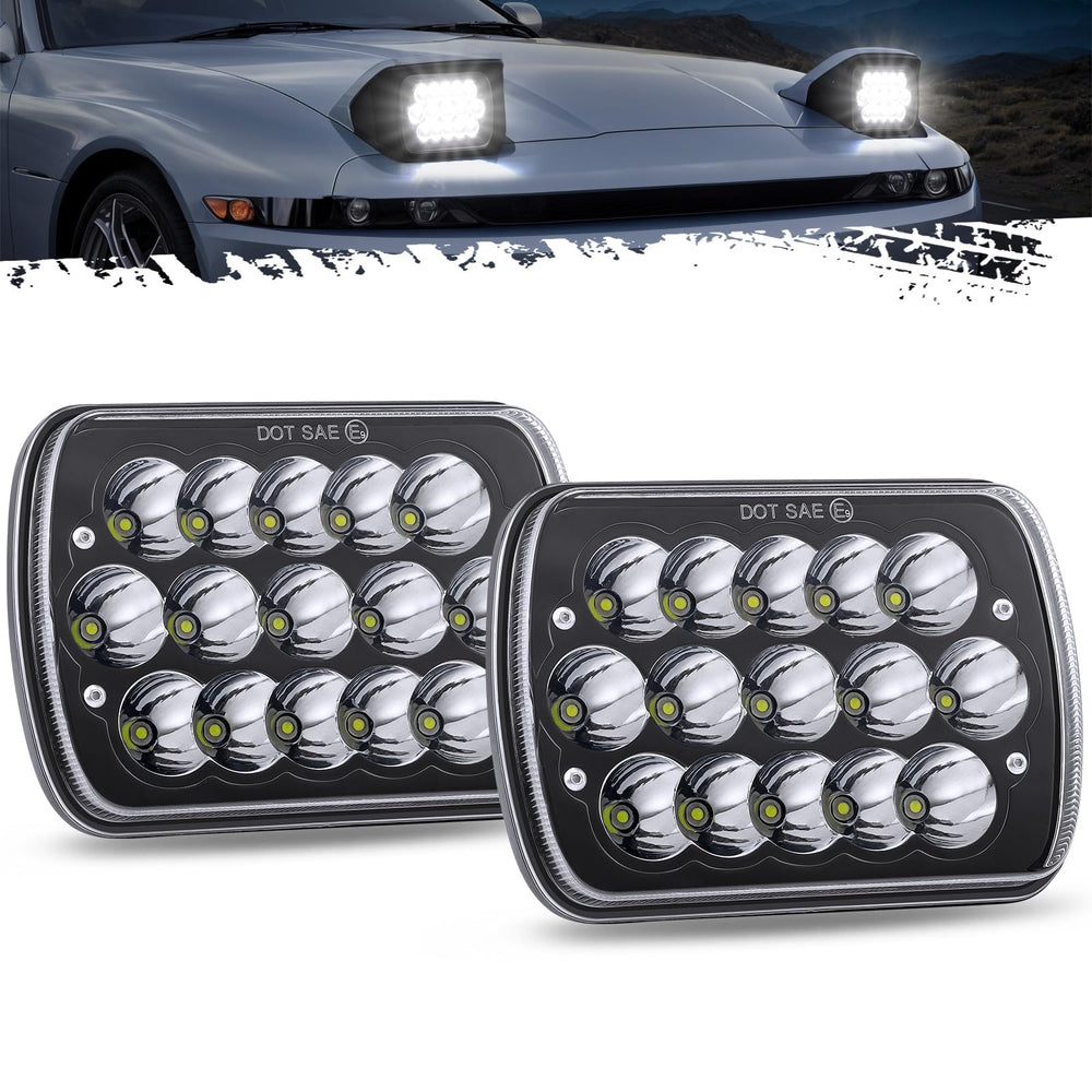 Partsam H6054 LED headlights front view for 7x6 fit improves night visibility