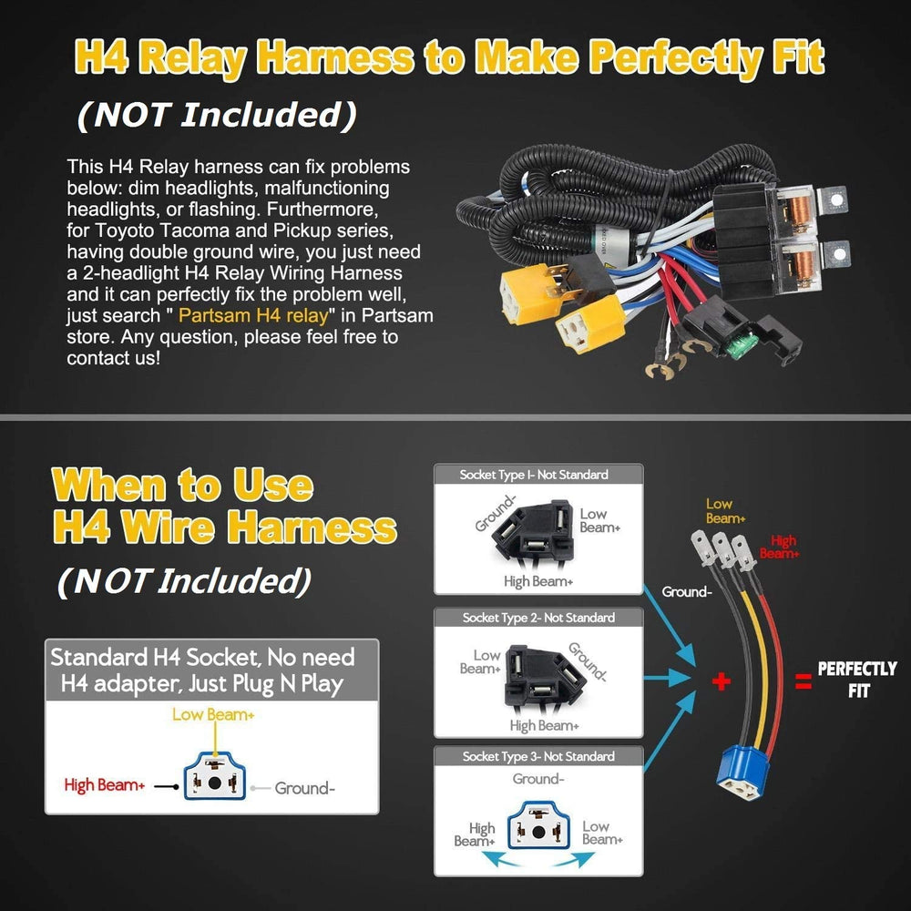 Partsam H6054 LED headlights high-beam view for brighter road illumination