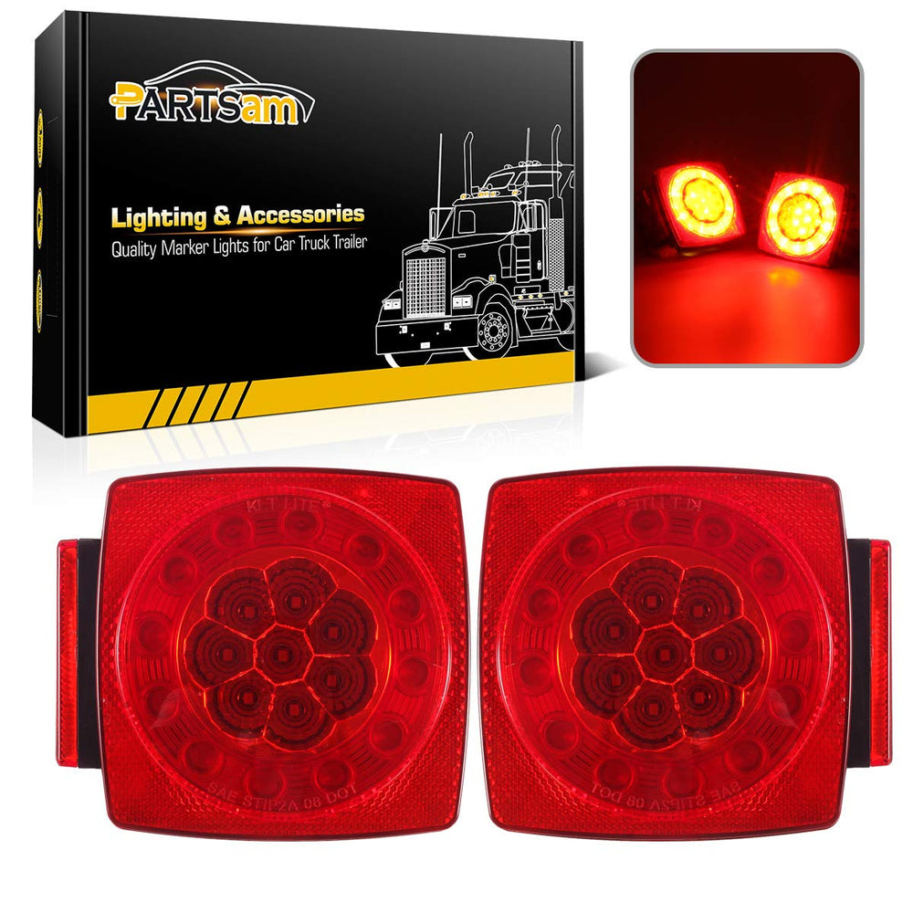 Partsam halo glow square tail light left side improves trailer visibility.