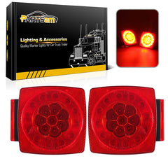 Partsam halo glow square tail light left side improves trailer visibility.