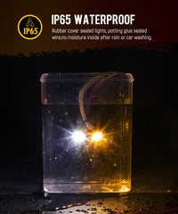 Partsam IP65 waterproof lens and seal keep lights working in rain and dust.