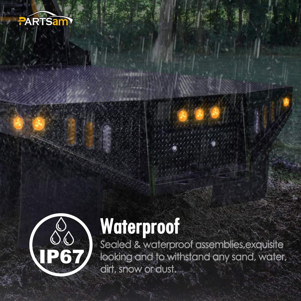 Partsam IP67 waterproof housing protects LEDs in wet conditions.