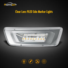 Partsam Kenworth T880 LH side marker light amber-clear lens for visibility