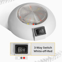 Partsam LED dome light shows 3-way switch White, Off, Red for flexible lighting.