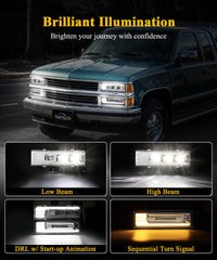 Partsam headlights show sequential signals for clear lane changes.