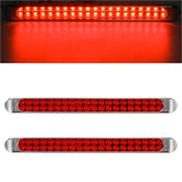 Partsam LED light bar with chrome bezel and red lens for 17-inch trailer signaling.