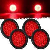 Partsam 4-inch LED trailer light front view with bright red signals.