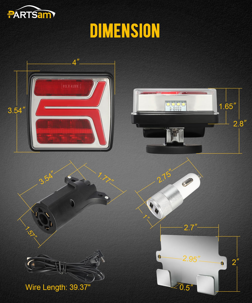 Partsam trailer lights kit packaging contents and included components