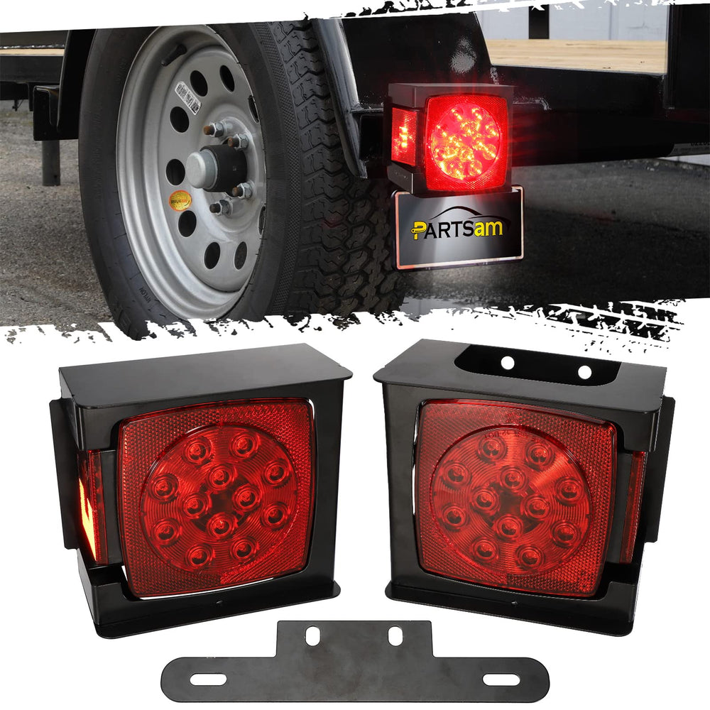 Partsam left square LED trailer light for enhanced visibility on trucks.