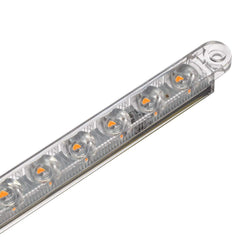 Partsam chrome-bezel LED light bar close-up highlighting durable waterproof seal