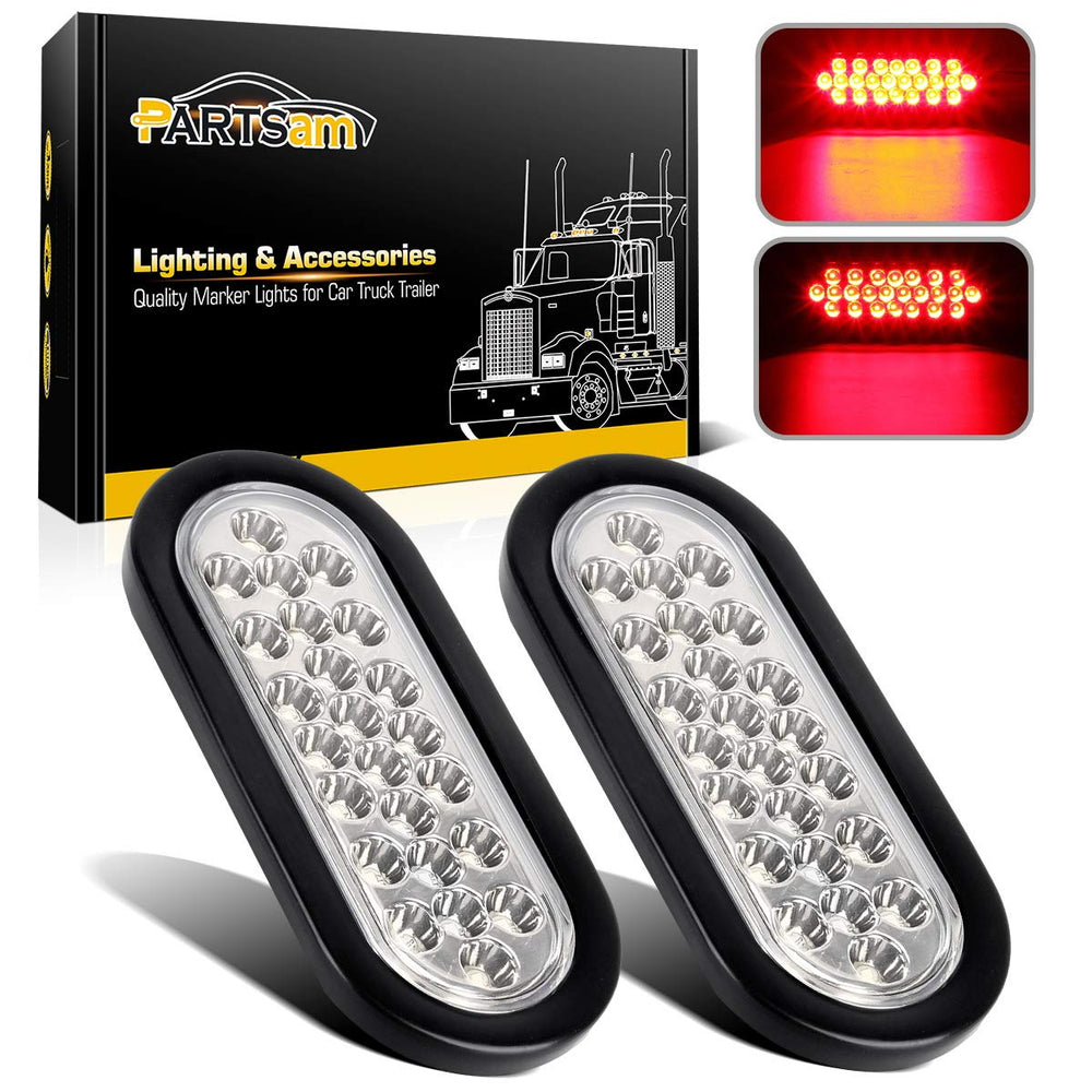 Partsam oval LED brake stop tail light with clear lens enhances visibility for 6.3 inch installations.