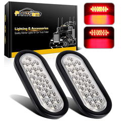 Partsam oval LED brake stop tail light with clear lens enhances visibility for 6.3 inch installations.