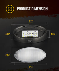 Partsam oval LED RV porch light switch-on feature for quick outdoor lighting.
