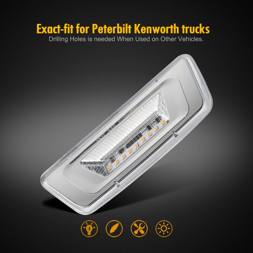 Partsam Peterbilt 576 LH side marker light for clear amber signaling