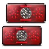 Partsam rectangle LED trailer light front view with bright red signal and white center LEDs.