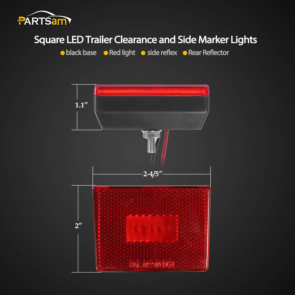 Partsam rectangular 3LED trailer light delivering bright, reliable signal.