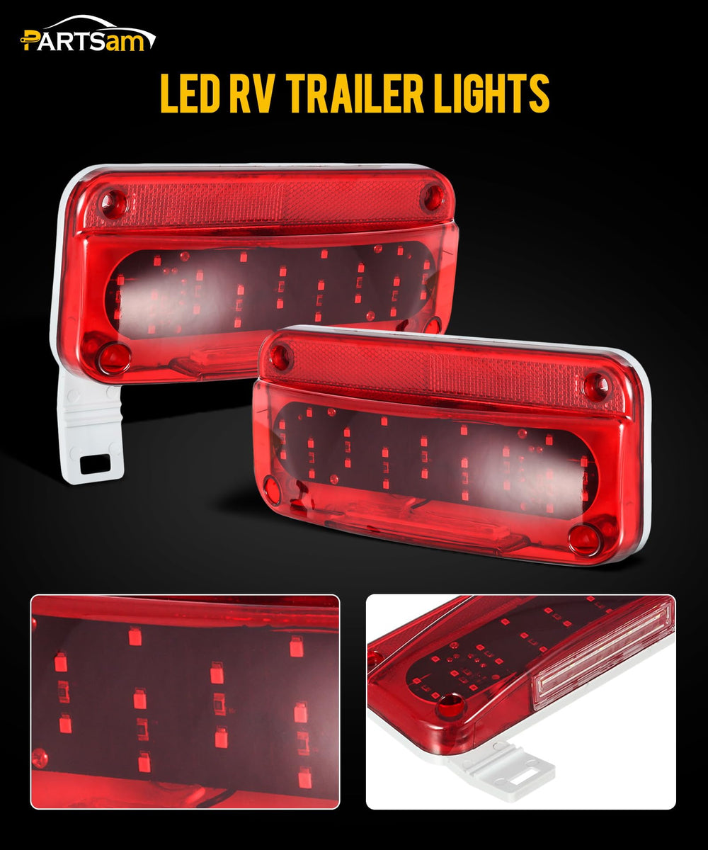 Partsam right-side rectangular LED trailer light for turn and taillight signals.