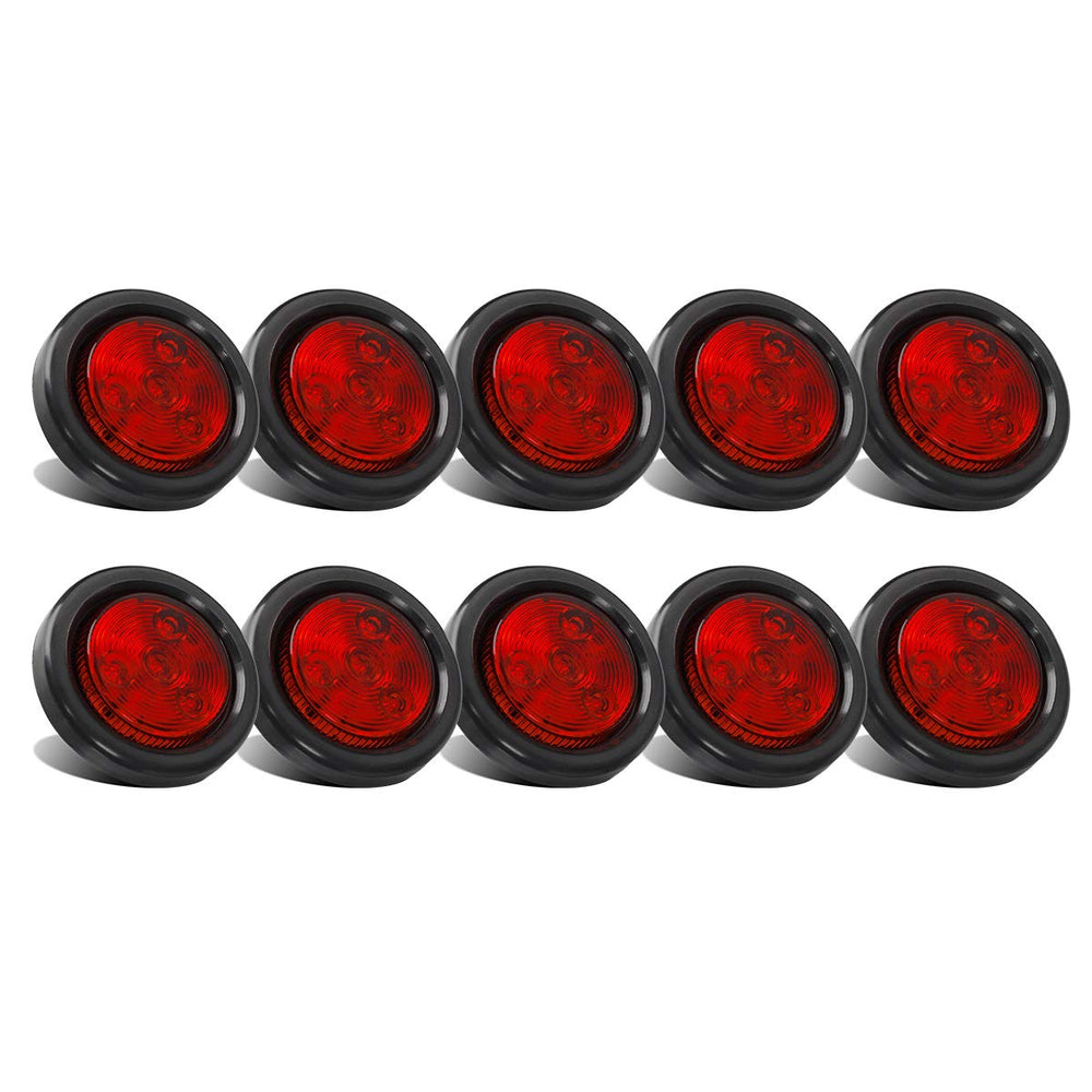 Partsam red 2-inch round marker light front view with reflex lens improves visibility.