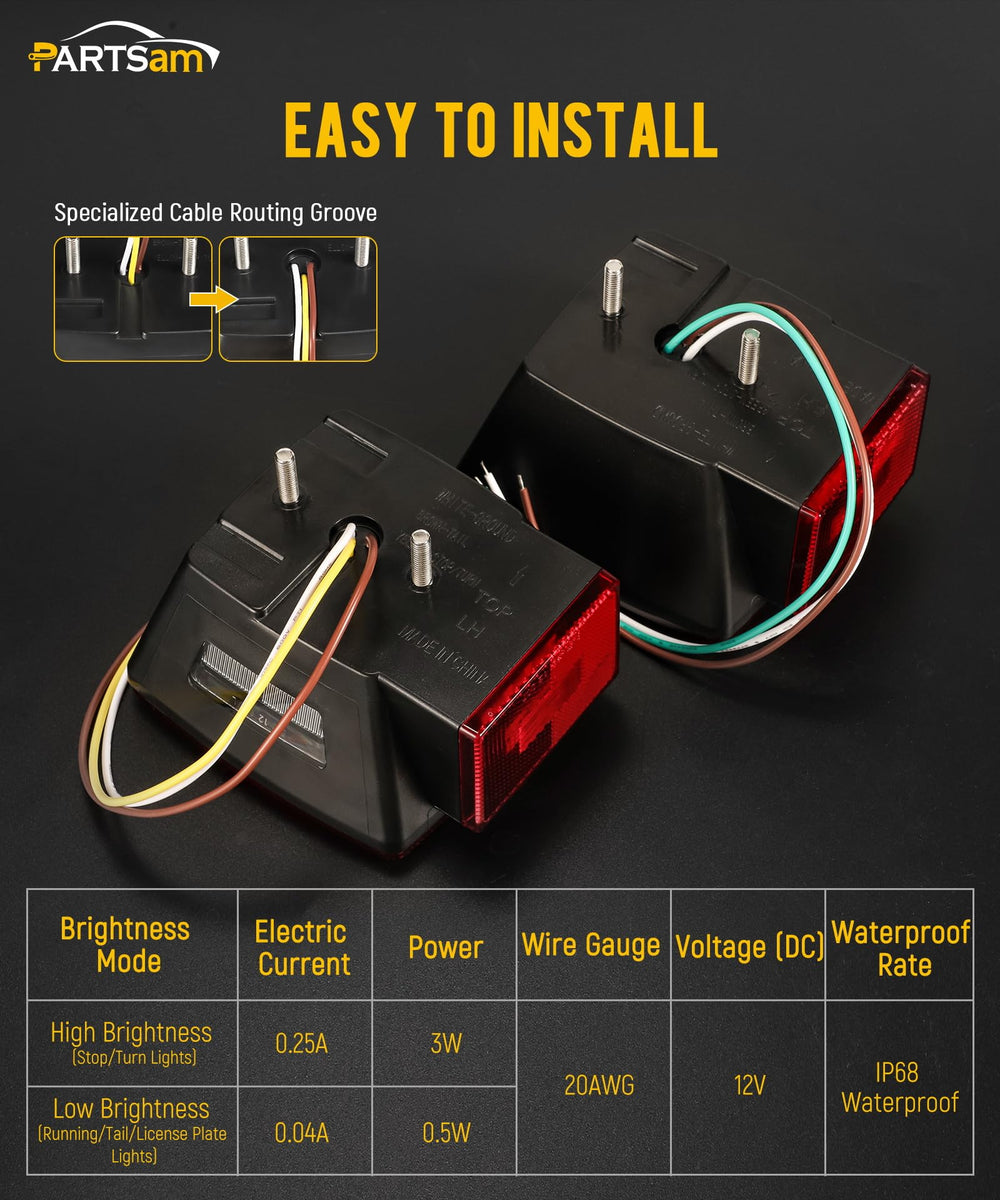 Partsam red clear lens trailer light adds high visibility on the road.