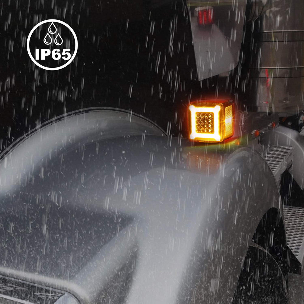 Partsam red rear turn signal square LED for clear road signaling.