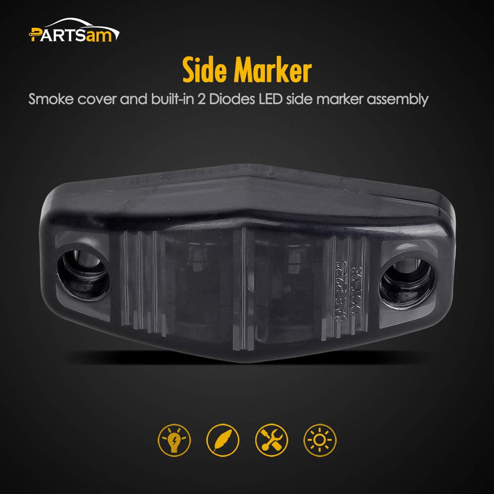 Partsam red smoked side marker light enhances identification for trucks at night.