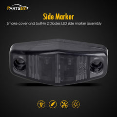 Partsam red smoked side marker light enhances identification for trucks at night.