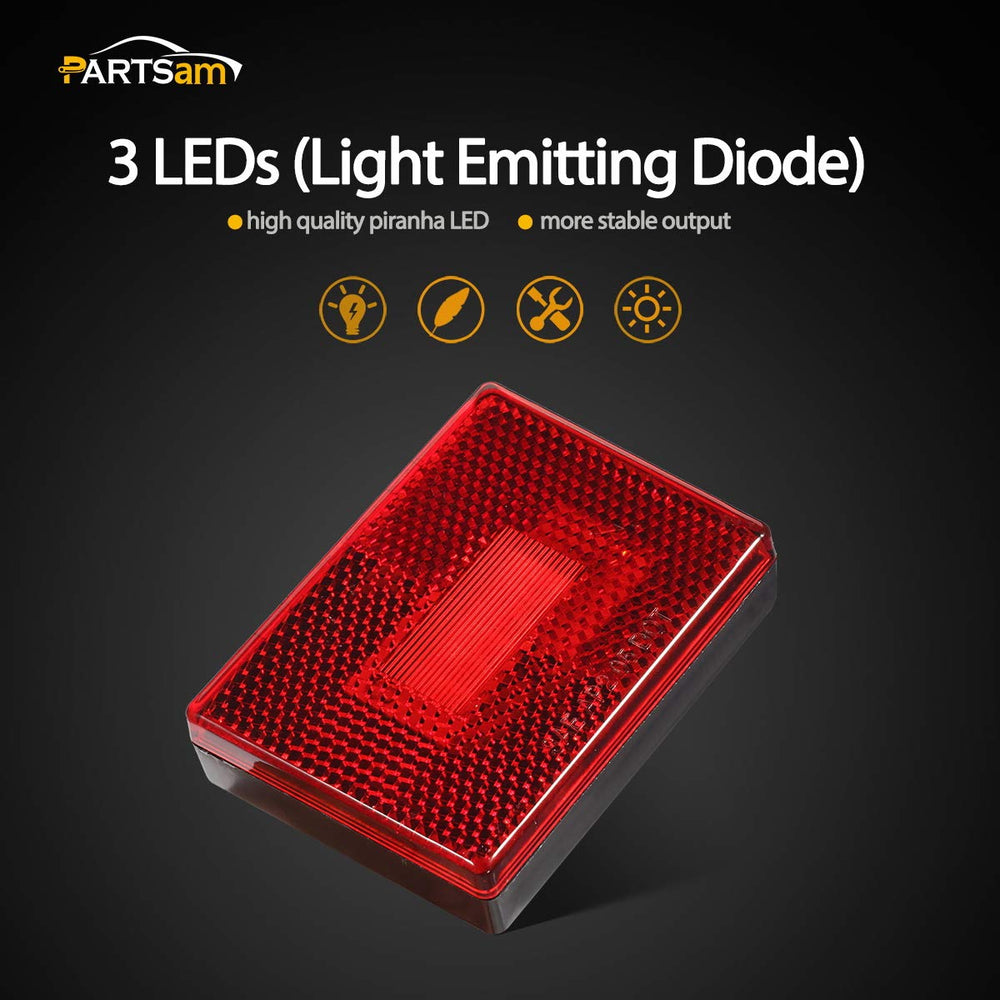 Partsam red square trailer light with reflector improves rear signaling.
