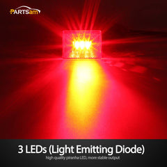 Partsam red square trailer light with stud mount for secure fit.
