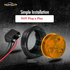 Partsam amber reflex lens aids daytime and nighttime recognition.