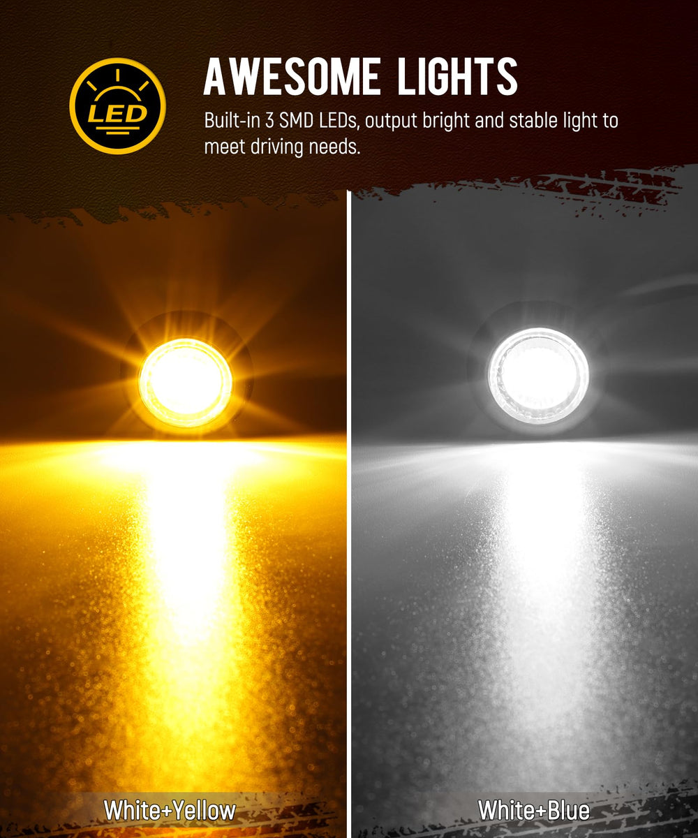 Partsam round 3/4-inch marker light close-up lens highlighting durable housing.