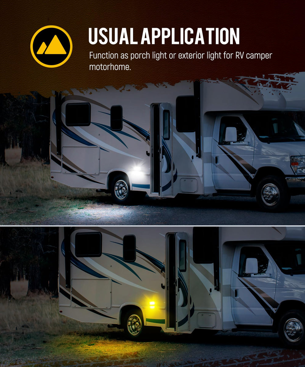 Partsam RV porch light clear lens provides bright, broad illumination for entryways.