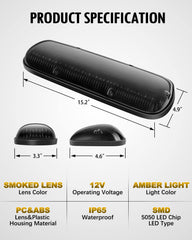 Partsam Silverado/Sierra 2002-2007 fit cab lights with smoke lens for glare control.
