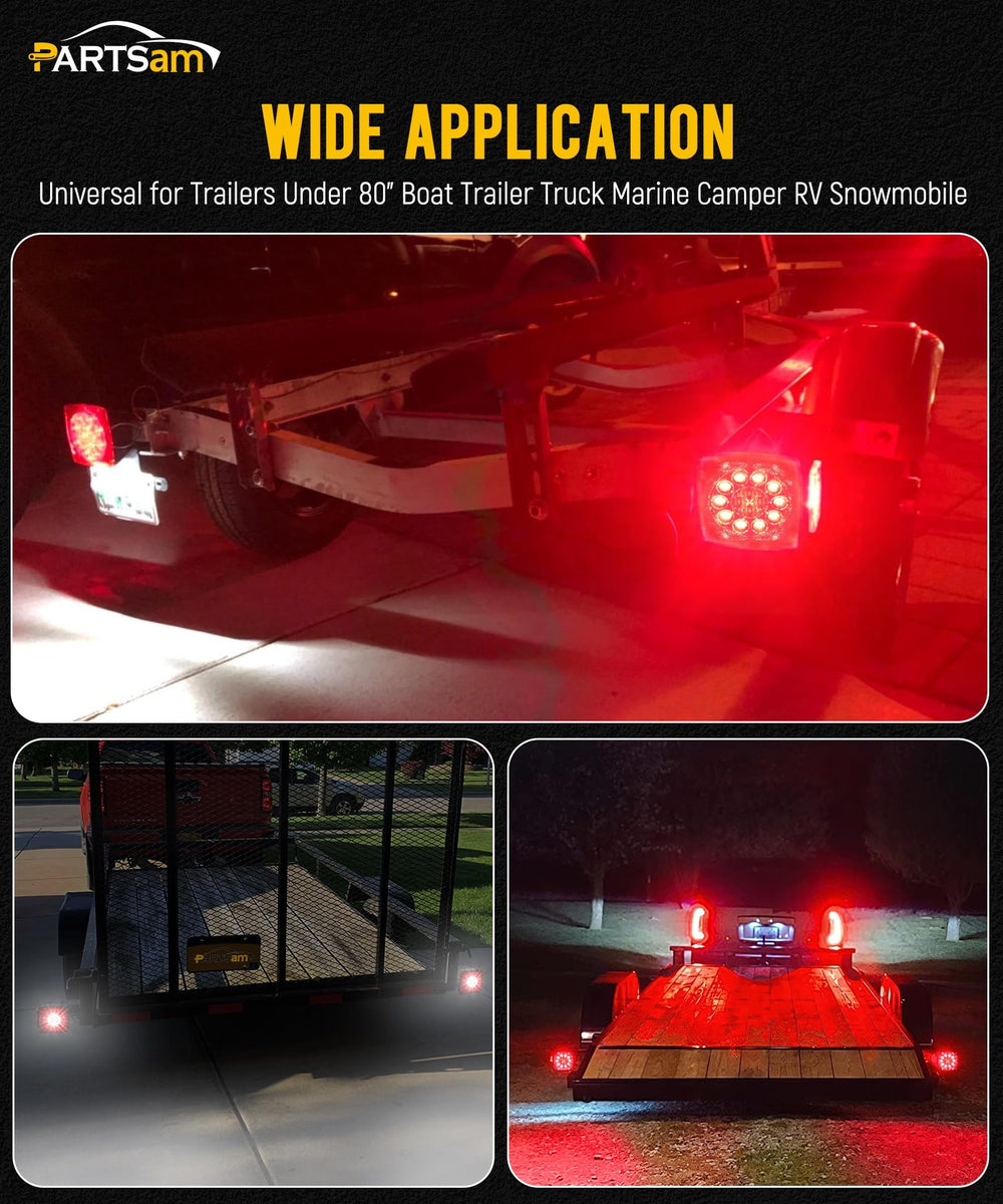 Partsam IP68-durability square trailer light demonstrates waterproof housing for harsh weather.