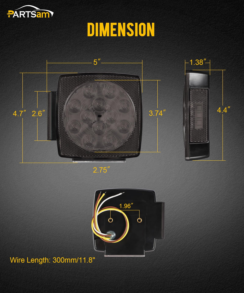 Partsam red LEDs provide stop, brake, and turn signaling