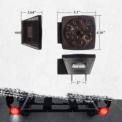Partsam smoked red square LED trailer light with unique lit pattern for clear signaling.