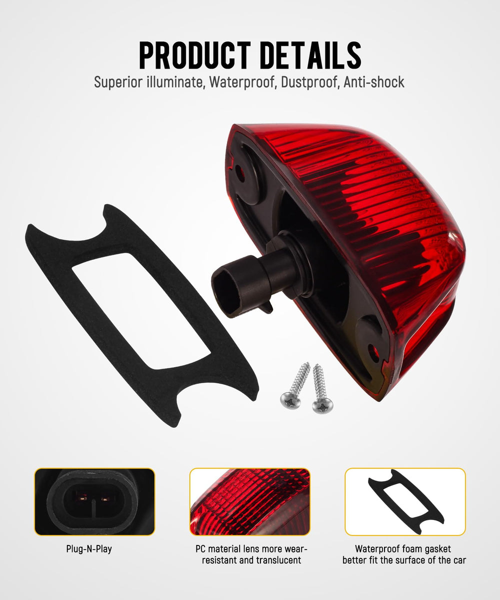 Partsam top clearance light with polycarbonate lens provides durable roof illumination.