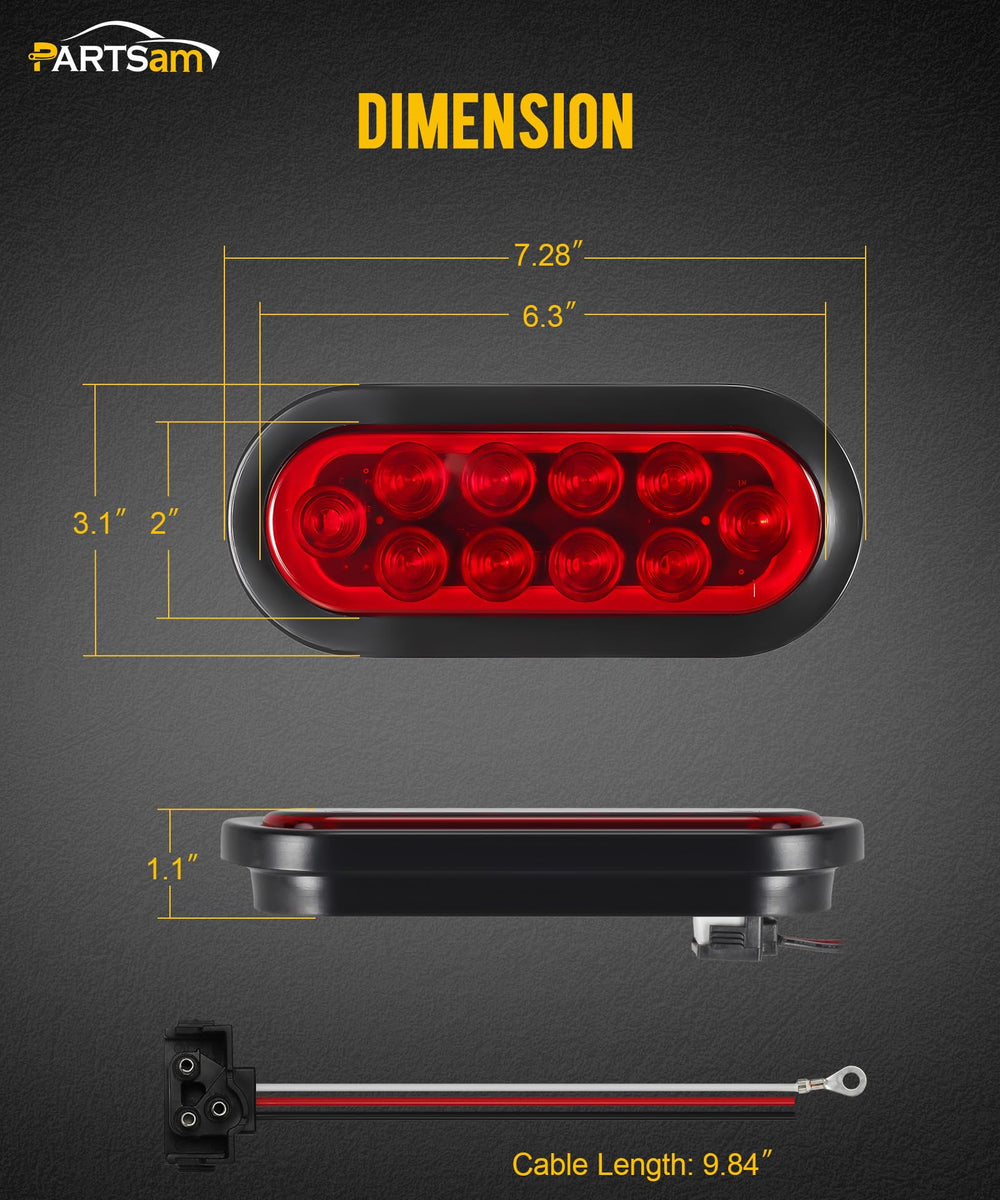 Partsam 10-LED red trailer light ensures bright signaling at night