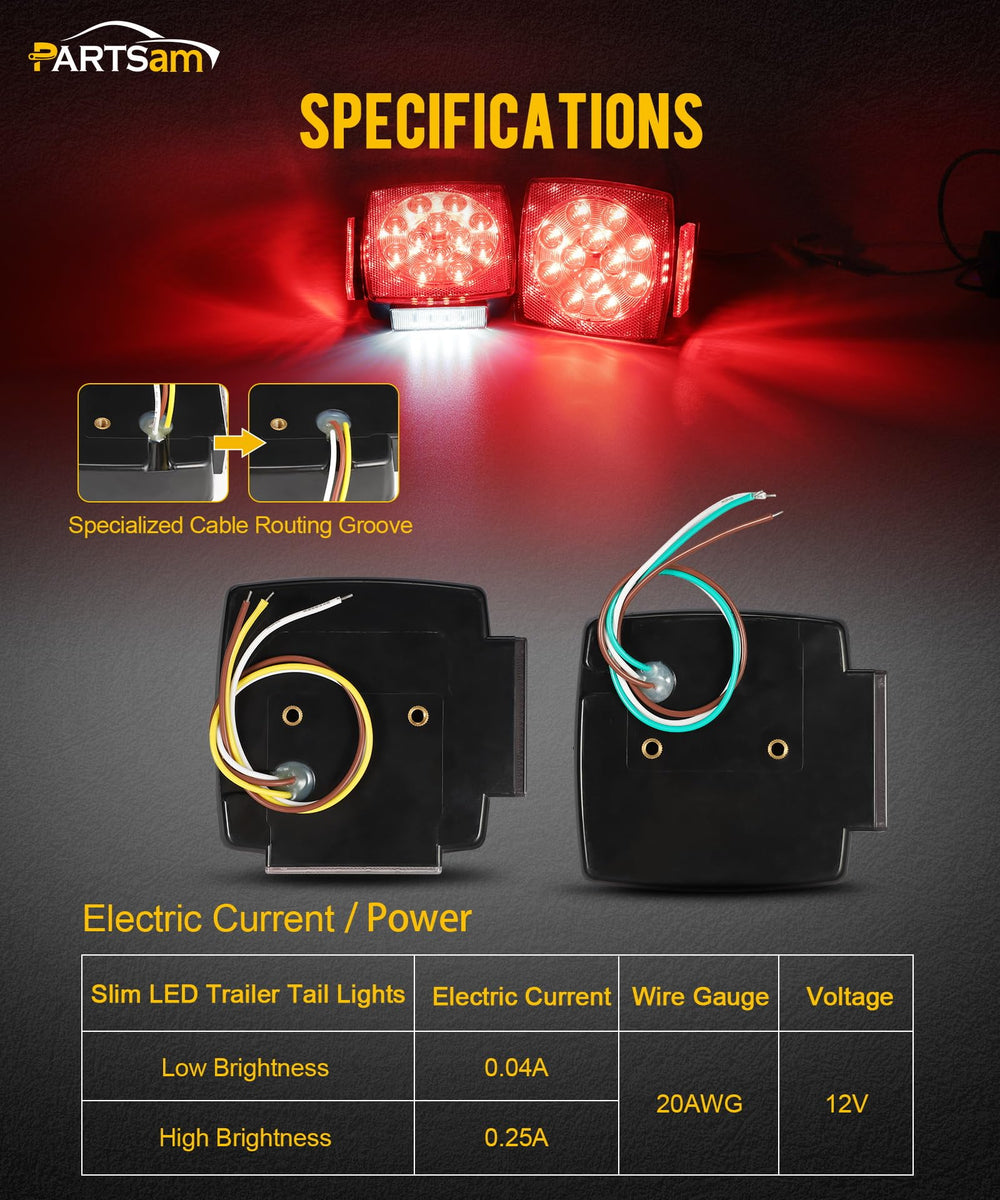 Partsam trailer light shows 3-wire connections for easy grounding