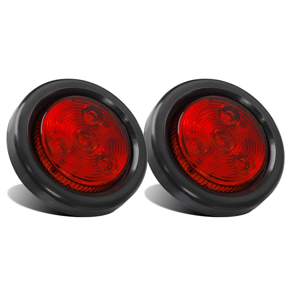 Partsam red 2in round trailer light front view for enhanced visibility