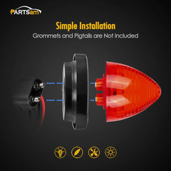 Partsam beehive lights on bumper or air cleaner, improves vehicle visibility.