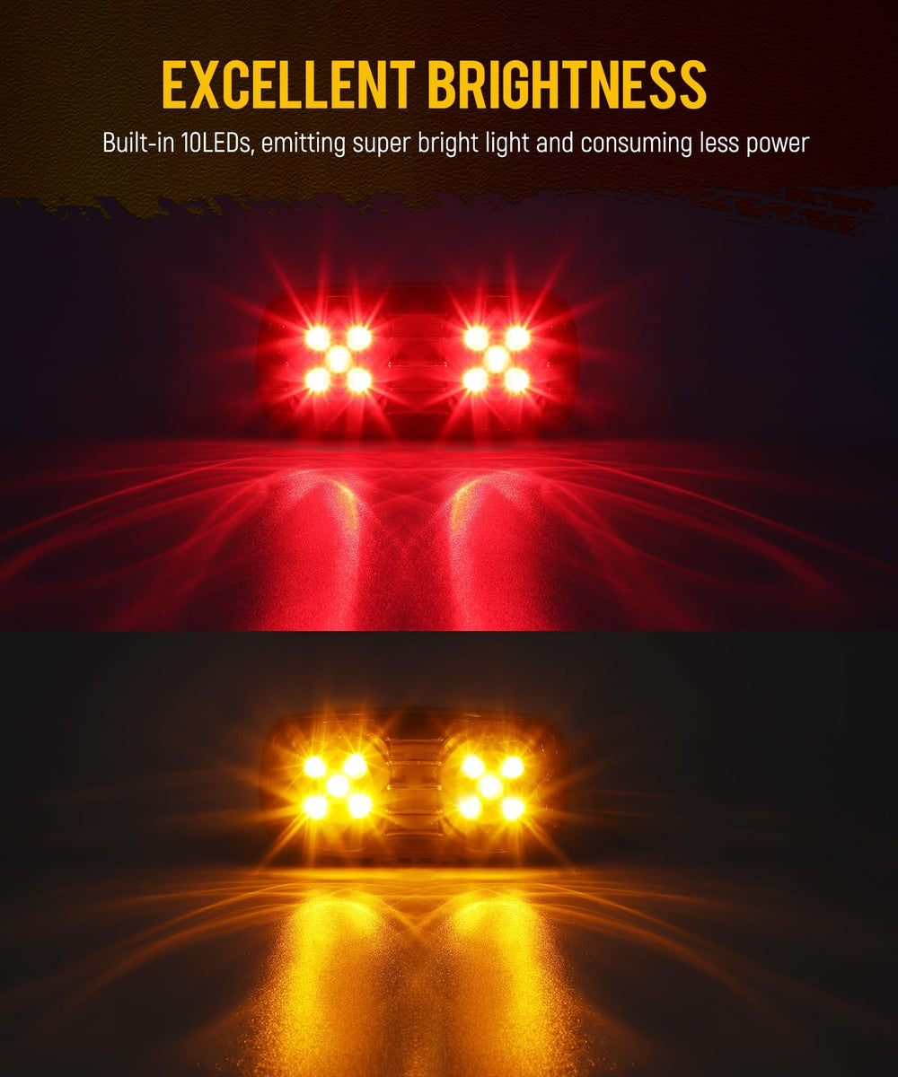 Partsam amber double-bullseye marker LED for trailer signaling.