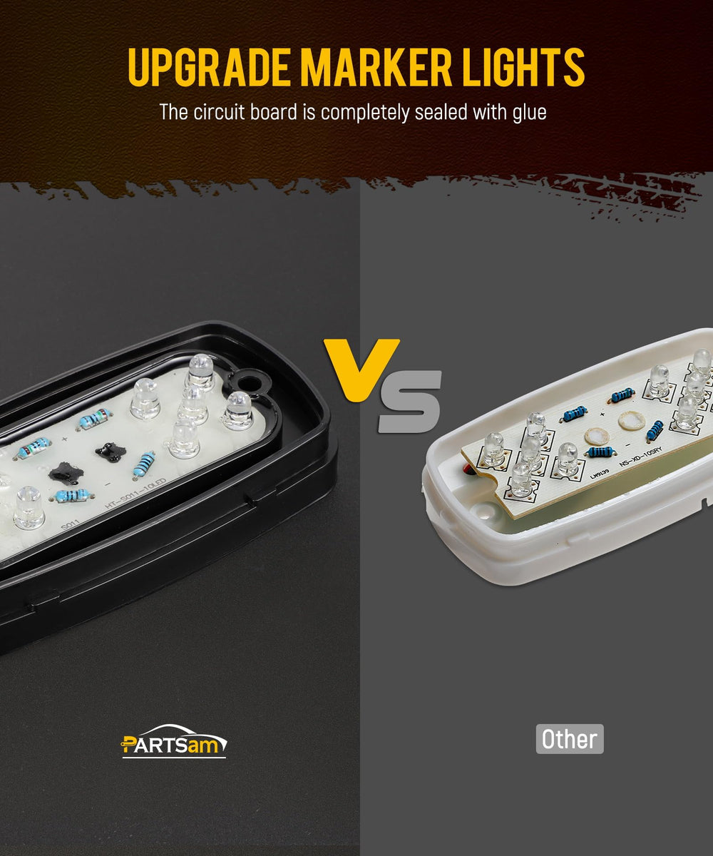 Partsam red double-bullseye marker LED improves rear signaling visibility.